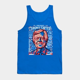 Retro Pop Art Portrait of President Jimmy Carter // Street Art Carter 1976 Tank Top